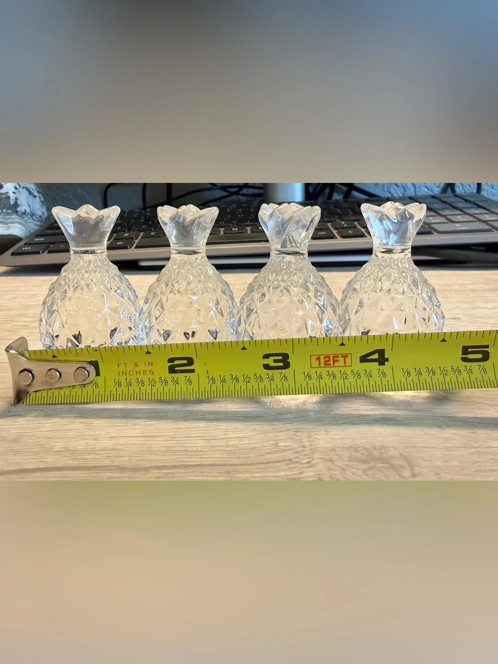 Clear Glass Pineapple Placecard holders  - Set of 4